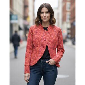 BLUTSGESCHWISTER Folklore Blazer Jacket in Red Aztec Boho Hippie Quirky Abstract